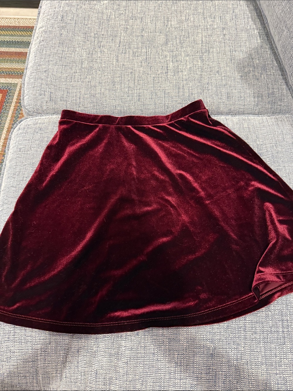 American Apparel Velvet Skater Mini Skirt - Burgundy
